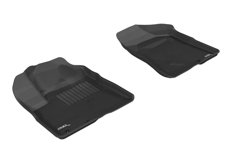 3D MAXpider Custom Fit All-Weather Floor Mats for 2011-2013 Kia Sorento 7-Seater - 1st Row Kagu Series (Black) | Durable Car Floor Protection for Family Road Trips & Daily Commute