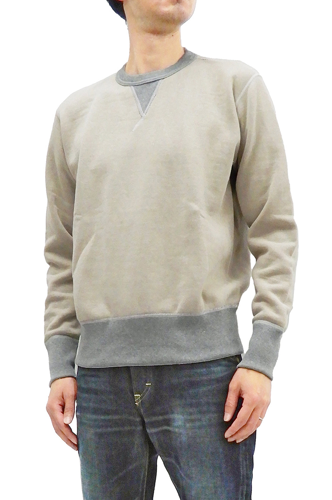 TOYS McCOY Men's Vintage Style Loopwheel Sweatshirt - Plain Casual Pullover Hoodie TMC2373 in Sand Beige & Heather Gray | Retro Streetwear for Everyday Comfort