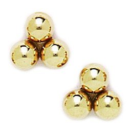 14K Gold Triple Ball Stud Earrings for Women - White Gold & Yellow Gold Options (5x6mm, 7x8mm, 9x10mm, 10x12mm) | Elegant Minimalist Jewelry Gift for Her | Perfect for Everyday Wear, Date Nights & Special Occasions