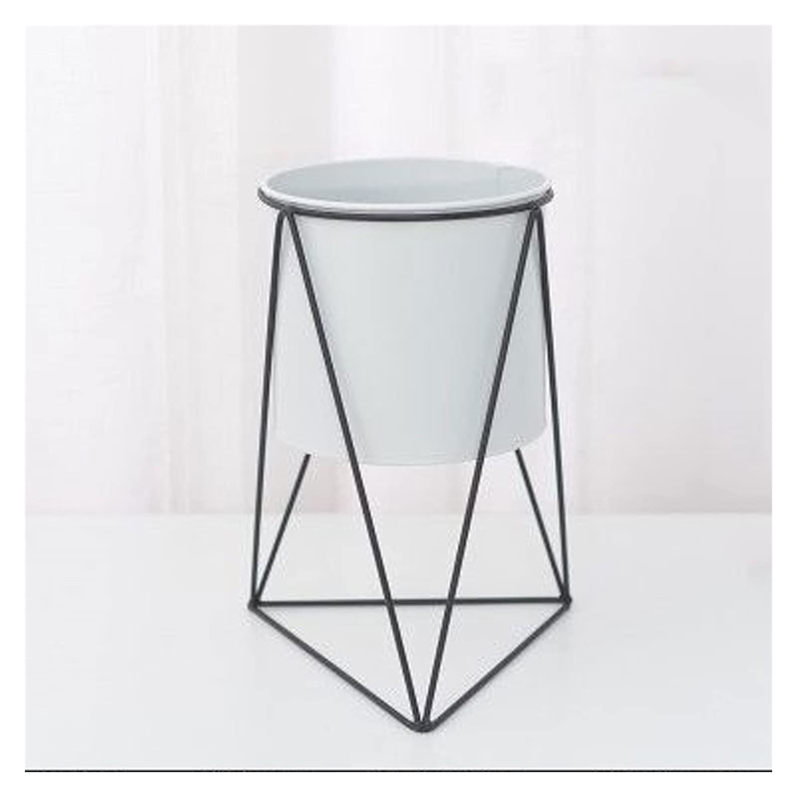 Nordic Creative Metal Flower Pot - Indoor Balcony Desktop Planter, Home Decoration Flower Stand (White) - Perfect for Succulents, Herbs & Small Plants in Living Room, Office or Garden Decor