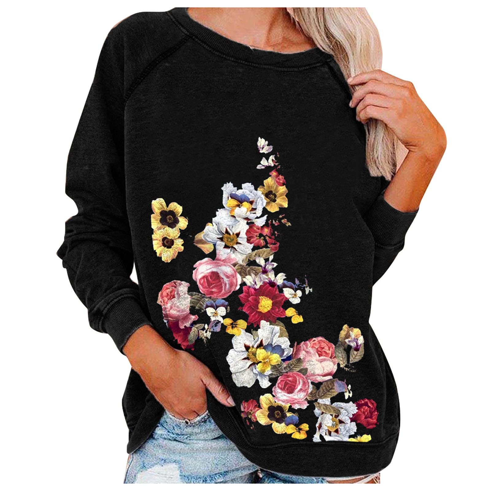 Women's Printed Casual Long Sleeve Blouse - Cross V-Neck Button Down Shirt for Work, Office & Everyday Wear