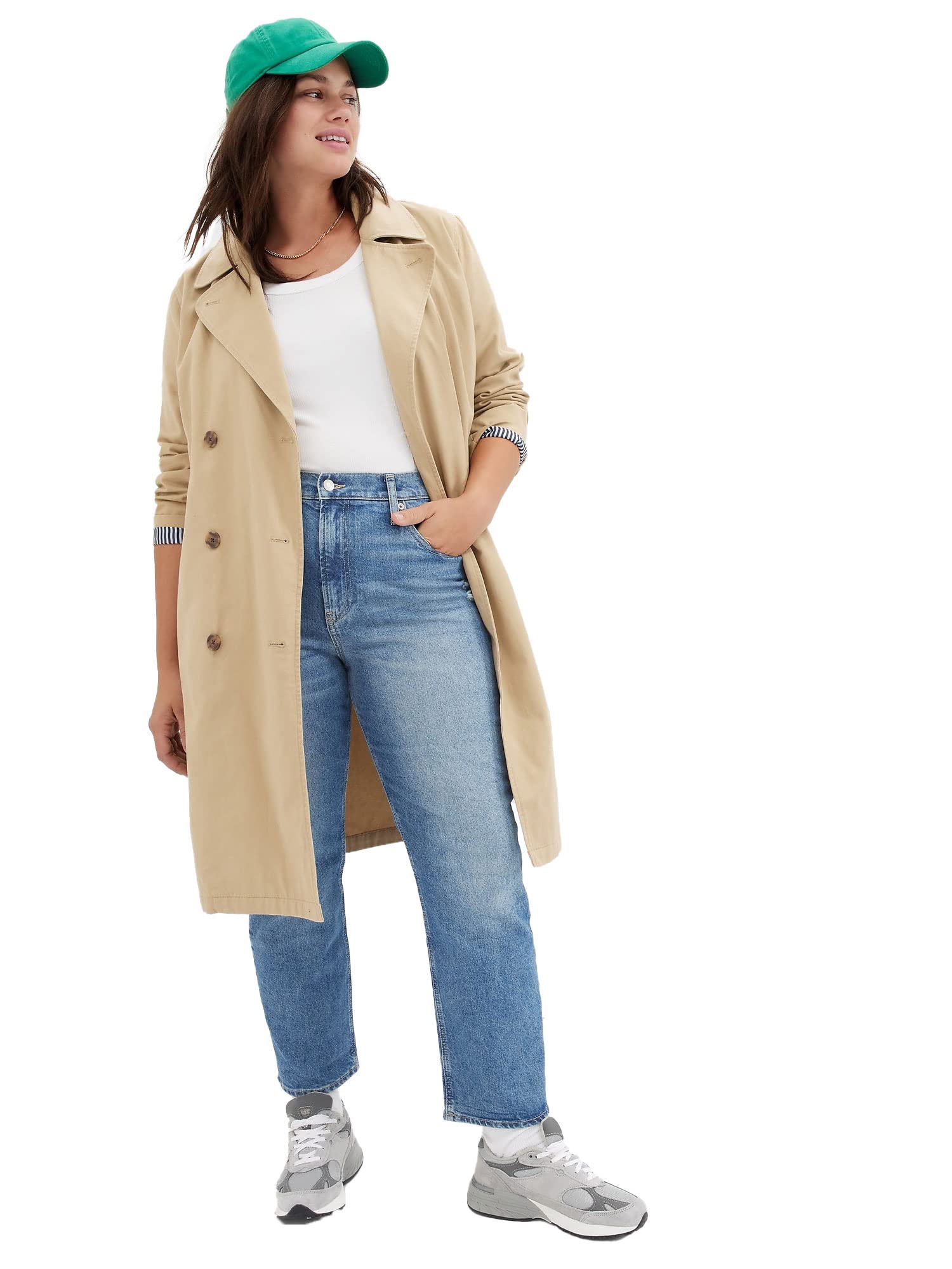GAP Women's High Rise Straight Fit Denim Jeans - Classic Blue Stretch Jeans for Everyday Wear | Office, Casual & Weekend Outfits
