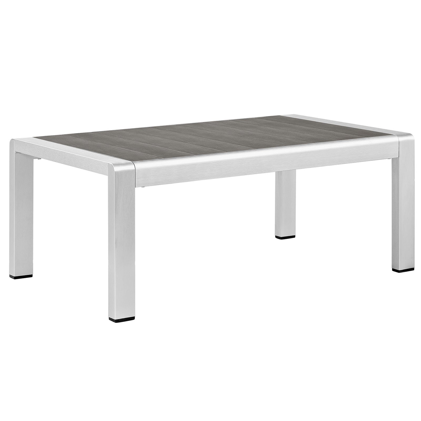 Modway Shore Aluminum Outdoor Patio Coffee Table - Silver Gray - Weather-Resistant Modern Side Table for Poolside, Garden & Backyard Decor