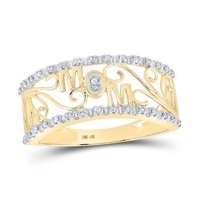 10K Gold Diamond Mother's Ring - 1/10 CTTW Genuine Diamond Band for Women - Perfect Gift for Mom, Birthday, Anniversary & Special Occasions