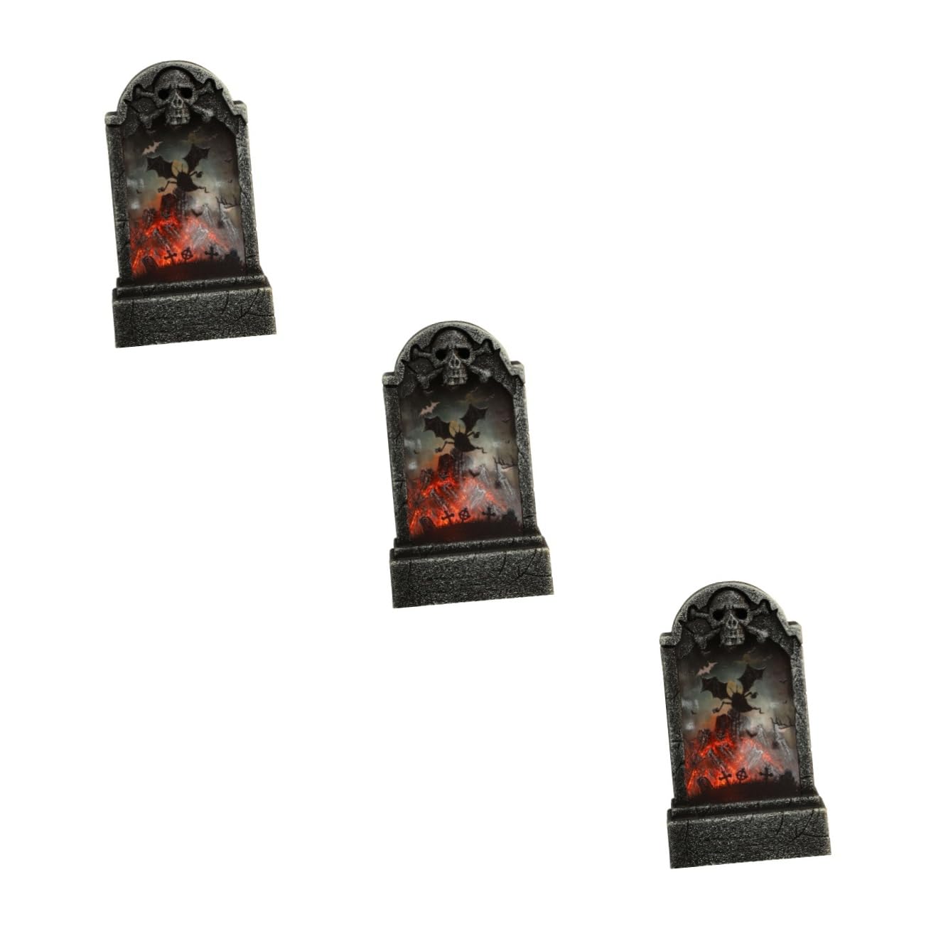 Abaodam 3 Pack Halloween Tombstone LED Lights - Spooky Ghost Decor for Dinner Table, Party, Outdoor Yard - Skeleton Photo Prop for Halloween Decorations