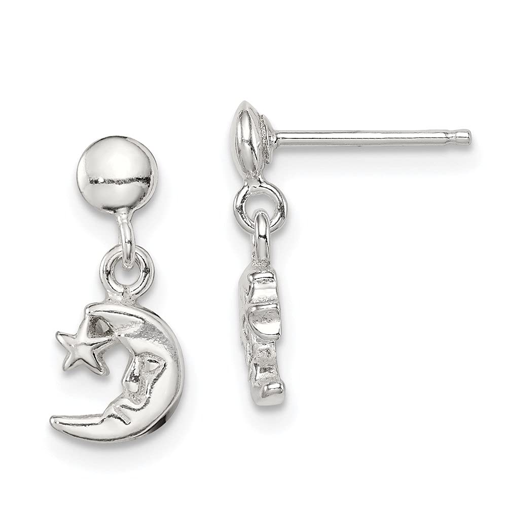 925 Sterling Silver Moon and Star Dangle Earrings for Women | Hypoallergenic Post Earrings | Elegant Fine Jewelry Gift for Birthday, Anniversary & Everyday Wear