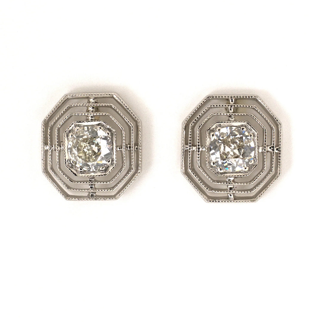 Exquisite Diamond Octagonal Merry Widow Earrings for Women - Elegant Vintage Style Jewelry Gift for Weddings, Anniversaries & Special Occasions