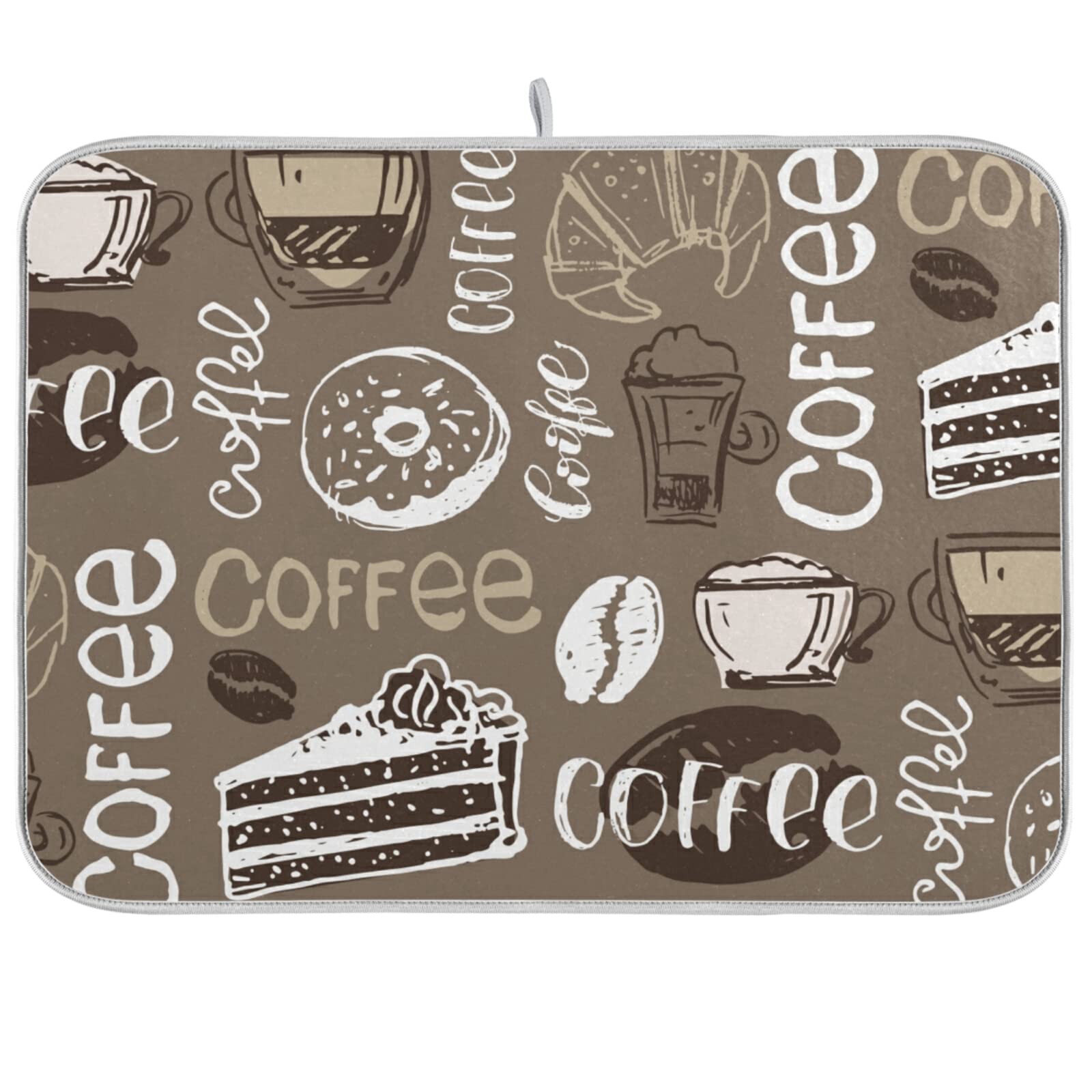 Premium Coffee Brown Microfiber Dish Drying Mat - 16