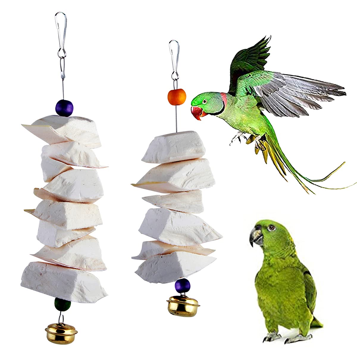 Cuttlefish Bone for Parrots - Natural Chewing Toy, Beak Grinding & Calcium Supplement - Bird Cage Accessories for Parakeets, Cockatiels & Small Birds (Set-A) - Perfect for Cage Enrichment & Healthy Beak Maintenance