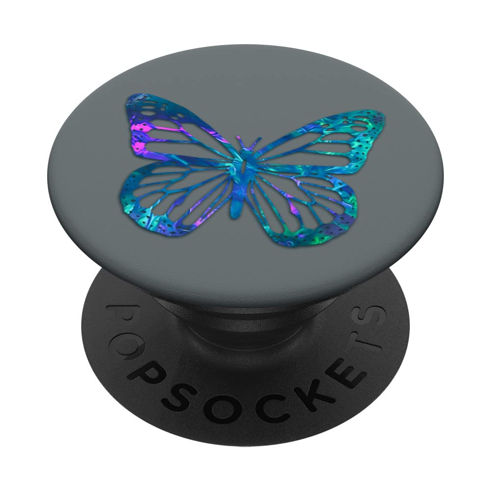 Purple Blue Violet Butterfly Phone Grip - Swappable PopGrip for Space Gray PopSockets, Perfect for Travel, Work, and Everyday Use