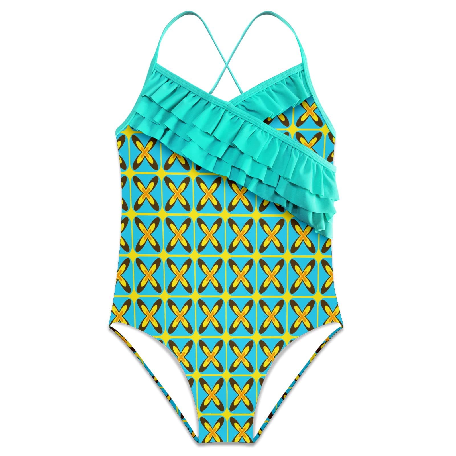 Vintage Hawaiian Ruffle One Piece Swimsuits for Girls - Cute Summer Beach Swimwear | Perfect for Pool Parties, Vacations & Tropical Getaways