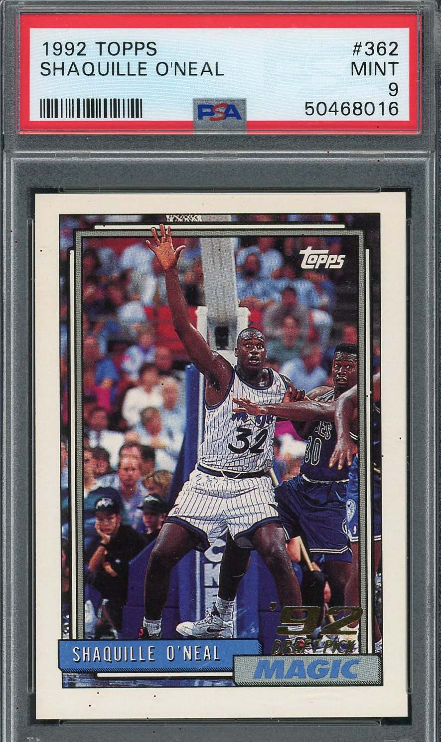1992 Topps Shaquille O'Neal Rookie Card #362 PSA 9 Gem Mint - Rare NBA Basketball Collectible for Investment & Display