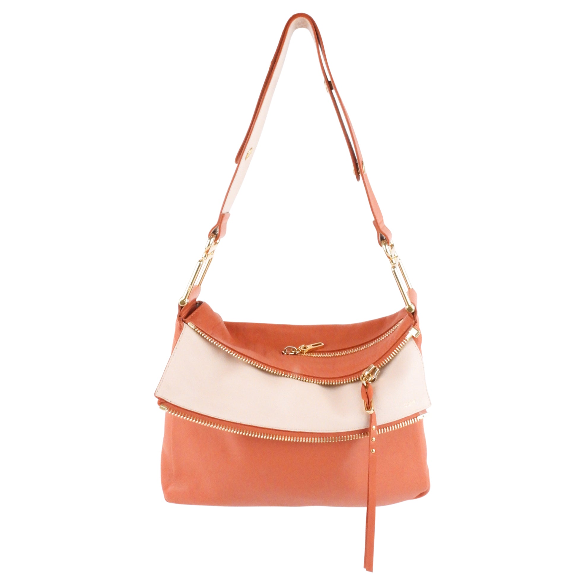 Chloe Vanessa Shoulder Bag - Genuine Orange Leather Crossbody Purse for Women | Perfect for Work, Travel & Everyday Use