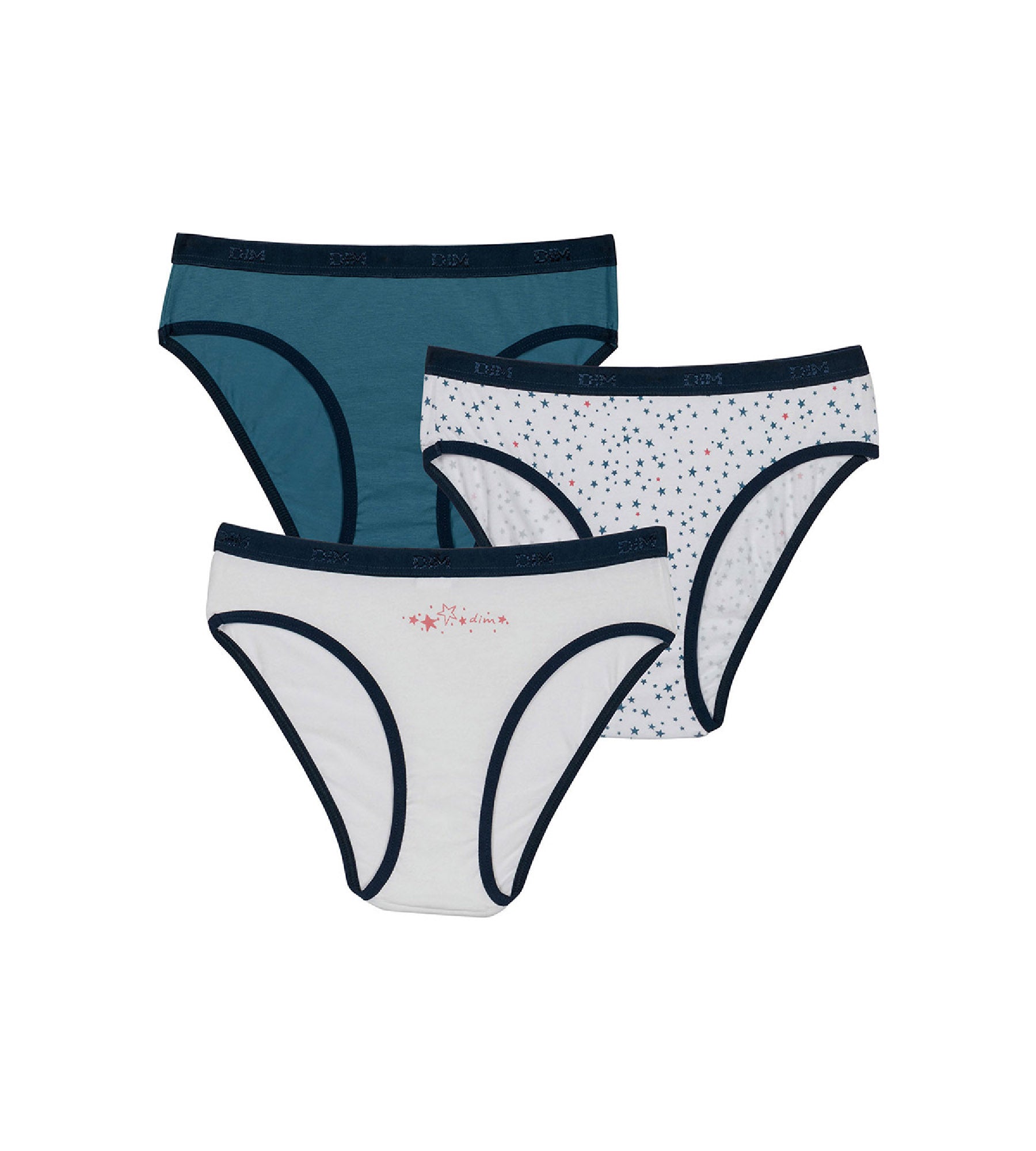3 Pack Girls Cotton Stretch Star Print Underwear - White & Blue - Soft Breathable Panties for Kids - Perfect for School, Playtime & Everyday Comfort
