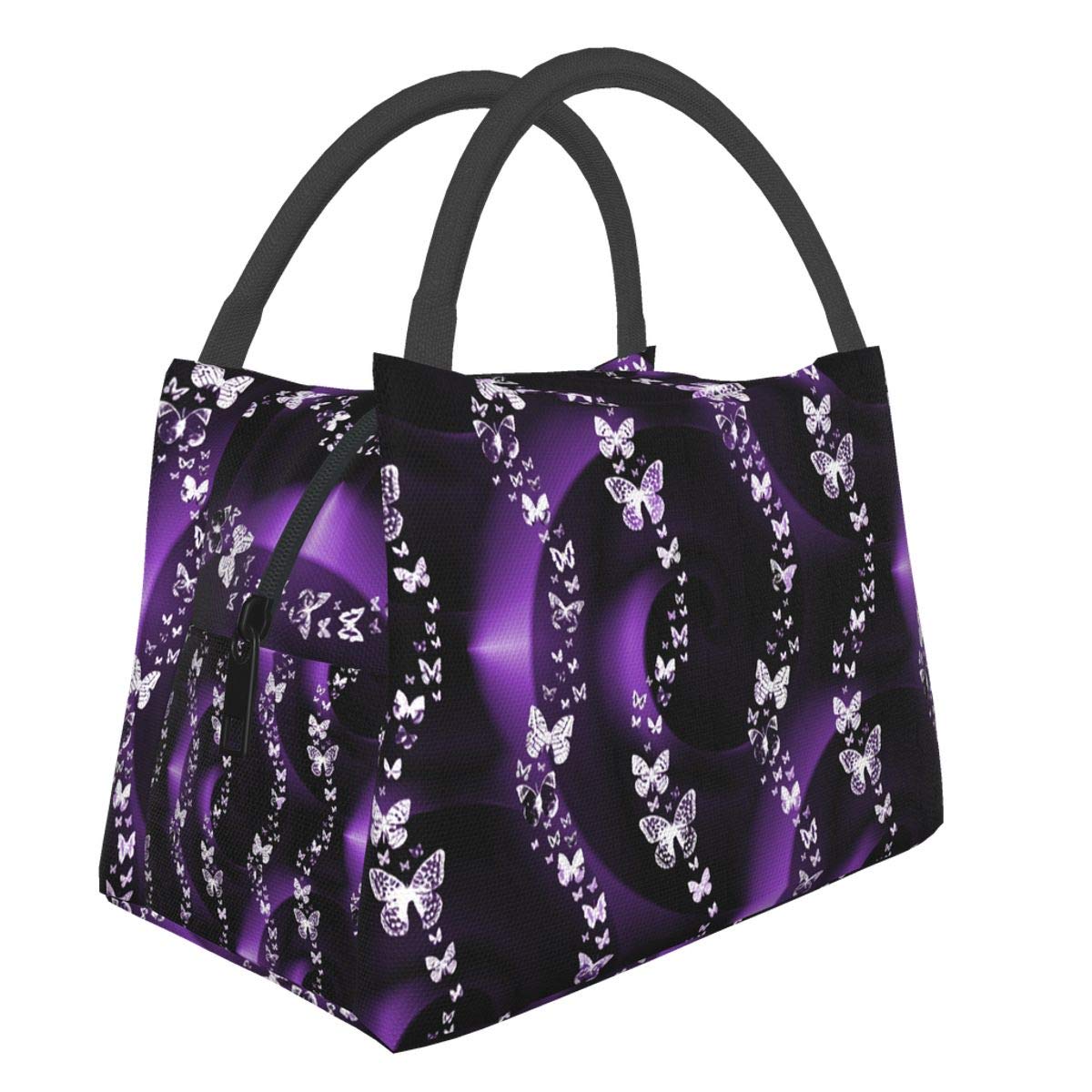 Insulated Purple Butterfly Lunch Bag for Women - Leakproof Cooler Tote for Work, School & Picnics | BPA-Free Thermal Lunch Box with Adjustable Shoulder Strap
