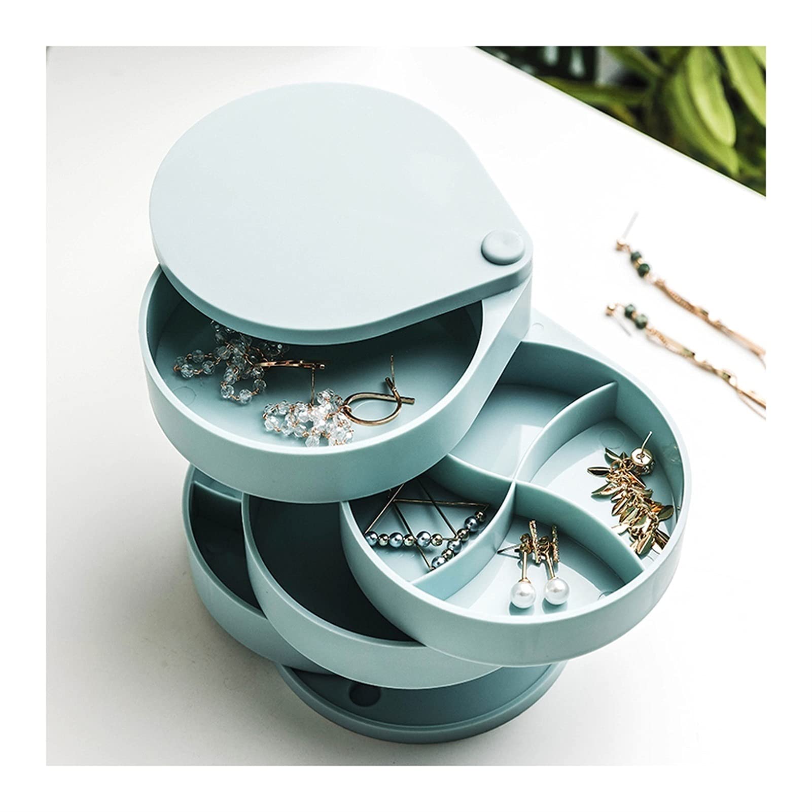 ZLASS Jewelry Box for Women - 4-Layer Rotating Travel Jewelry Organizer with Lid, Small Jewelry Storage Case for Bracelets, Rings & Earrings | Perfect for Travel, Home Decor & Gift Giving