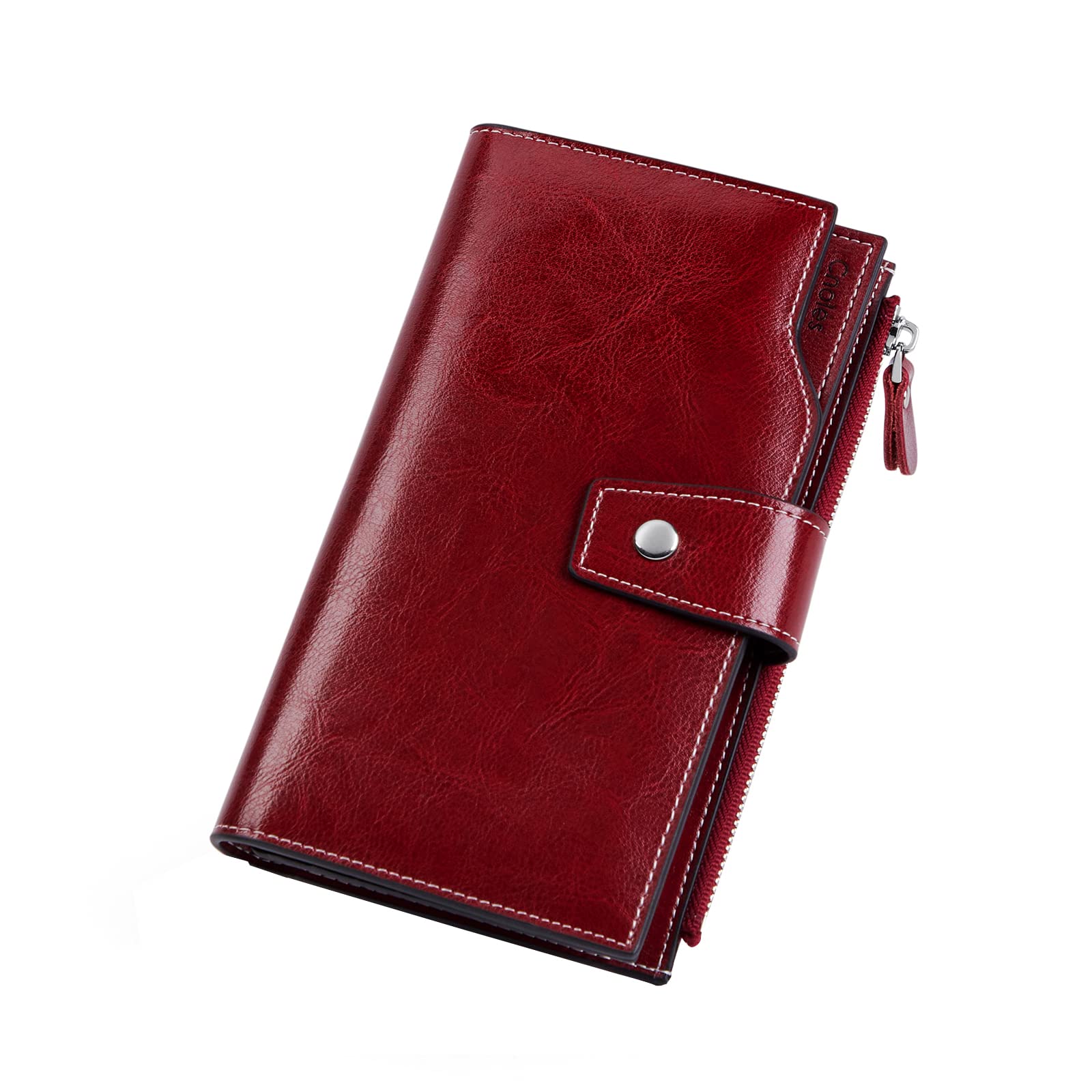 Cnoles Women's Genuine Leather RFID Blocking Wallet - Large Capacity Wristlet Clutch Purse with Credit Card Slots | Perfect for Everyday Use, Travel & Shopping