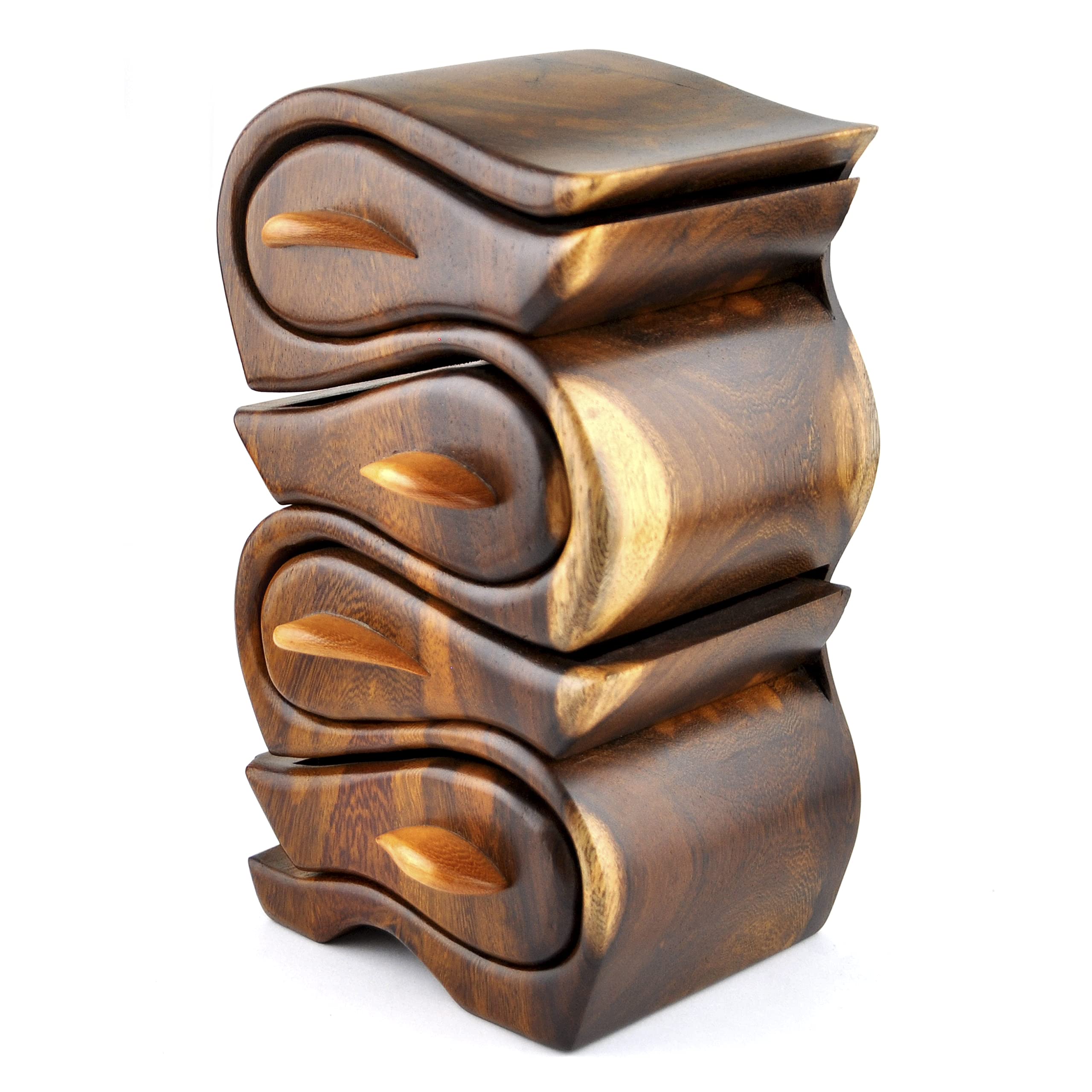 Handmade Exotic Wood Jewelry Organizer Box - Aurora Acacia Wood, Beautiful Storage Case for Necklaces, Rings & Earrings - Perfect for Bedroom Vanity, Travel & Gift Giving