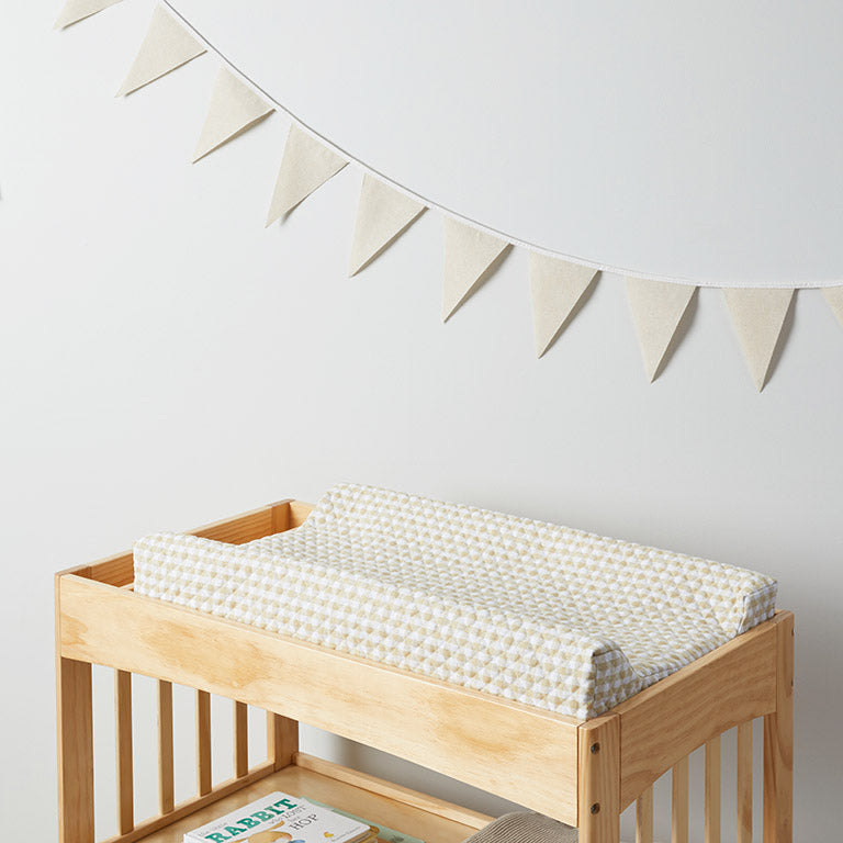 Waterproof Gingham Changing Pad Cover - Soft & Absorbent Sand Color for Baby Diaper Changes | Nursery, Travel & On-the-Go Use