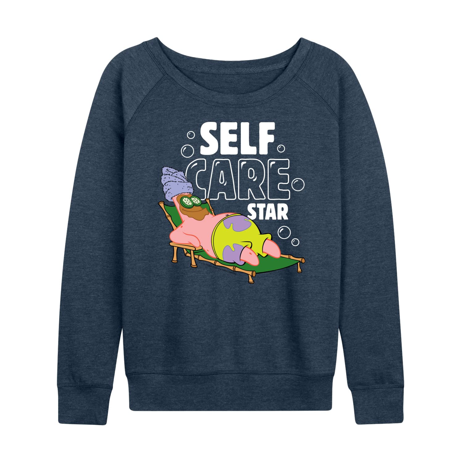 HYBRID APPAREL SpongeBob SquarePants Self Care Star Women's Lightweight French Terry Pullover Hoodie - Soft Lounge Wear for Relaxing at Home, Casual Outfits & Anime Fan Fashion