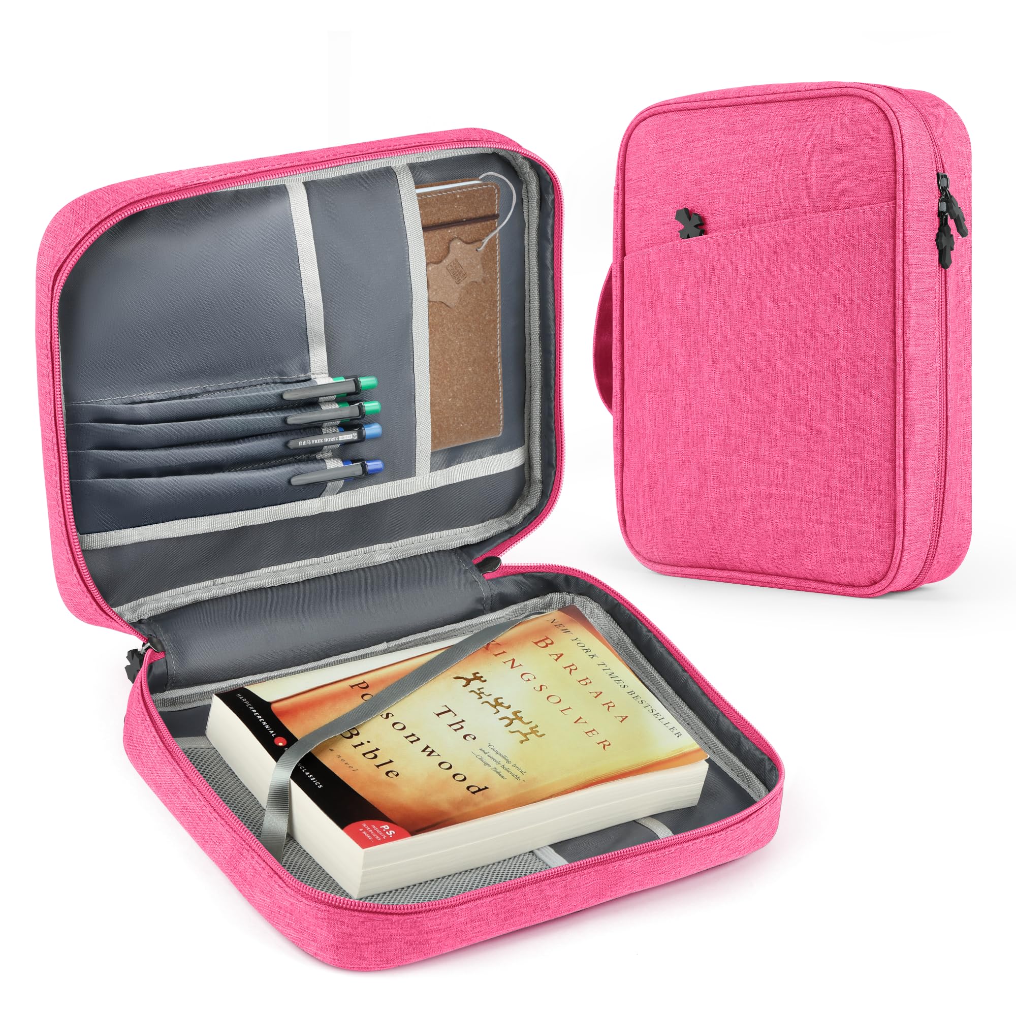 MOSLA Bible Cover Bag for Women & Men - Durable Scripture Study Book Cover with Handle & Pocket - Perfect Gift for Church, Catholic & Christian Families - Ideal for Bible Study, Sunday School & Travel