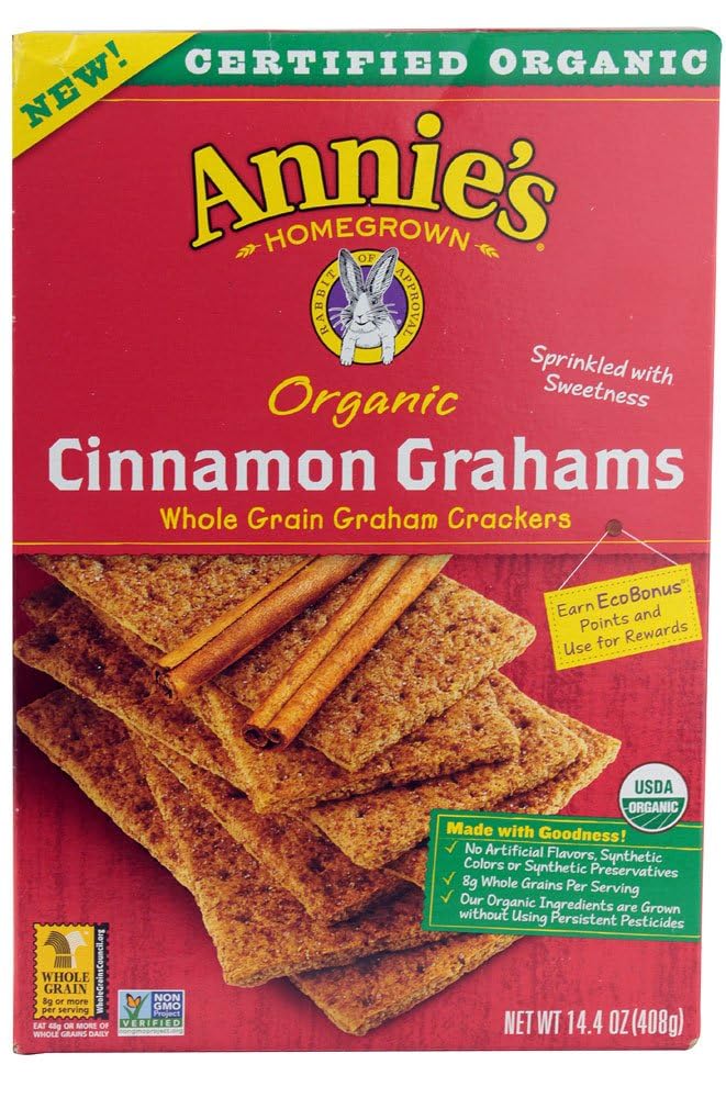 Organic Cinnamon Graham Crackers - 14.4oz (Pack of 12) | Healthy Snack for Kids, Camping & S'mores | Gluten-Free Whole Grain Cracker for School Lunches & Desserts