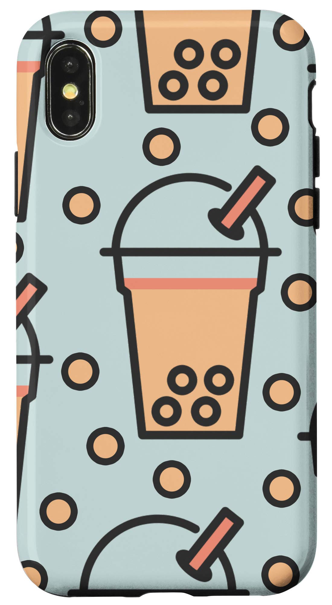 Cute Mint iPhone X/XS Case with Bubble Milk Tea Pearl Boba Design - Perfect for Kawaii Lovers, Tea Enthusiasts & Trendy Phone Protection