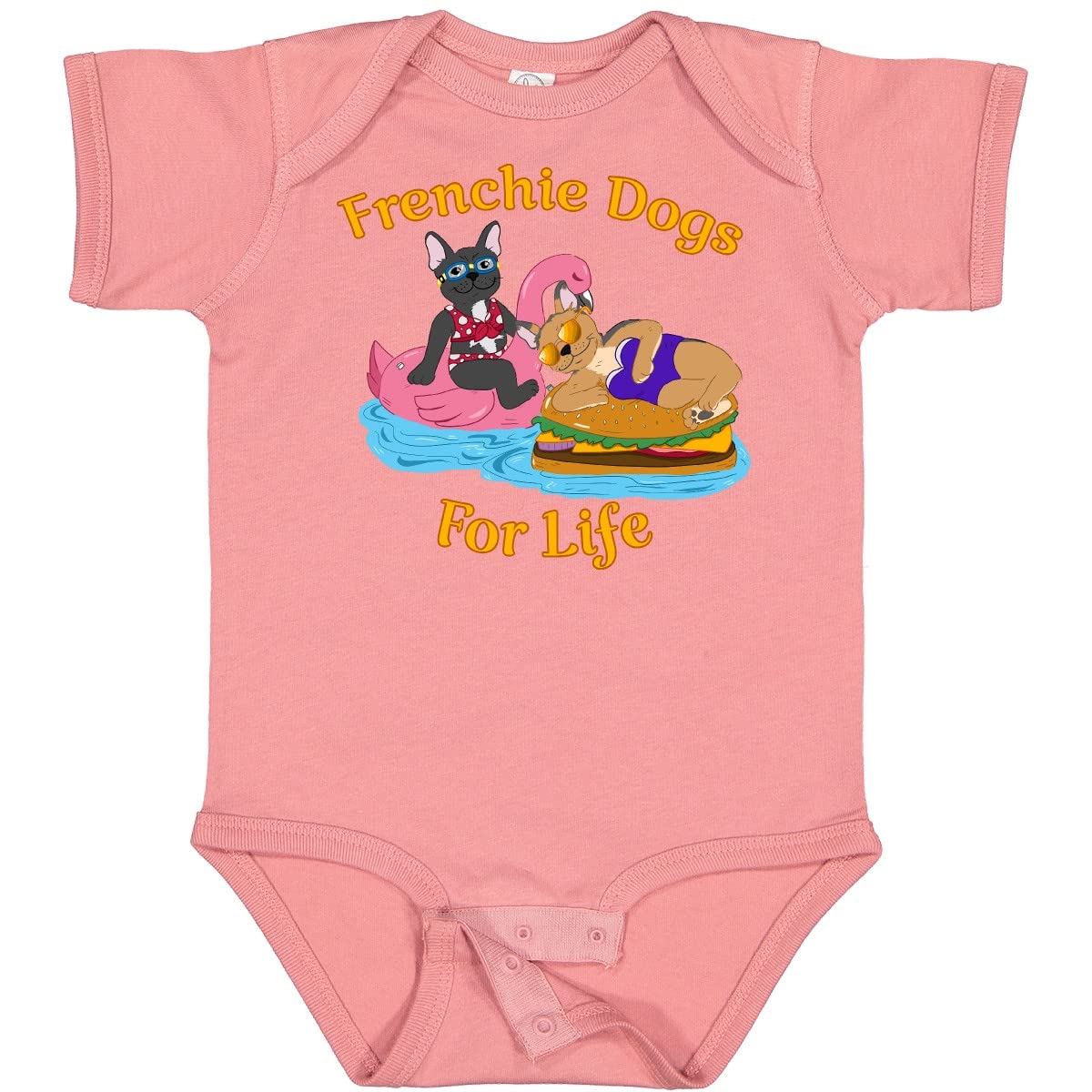 Inktastic Frenchie Dogs for Life Cute French Bulldogs Print Baby Bodysuit - Perfect for Pool Parties, Beach Outings & Summer Family Photos