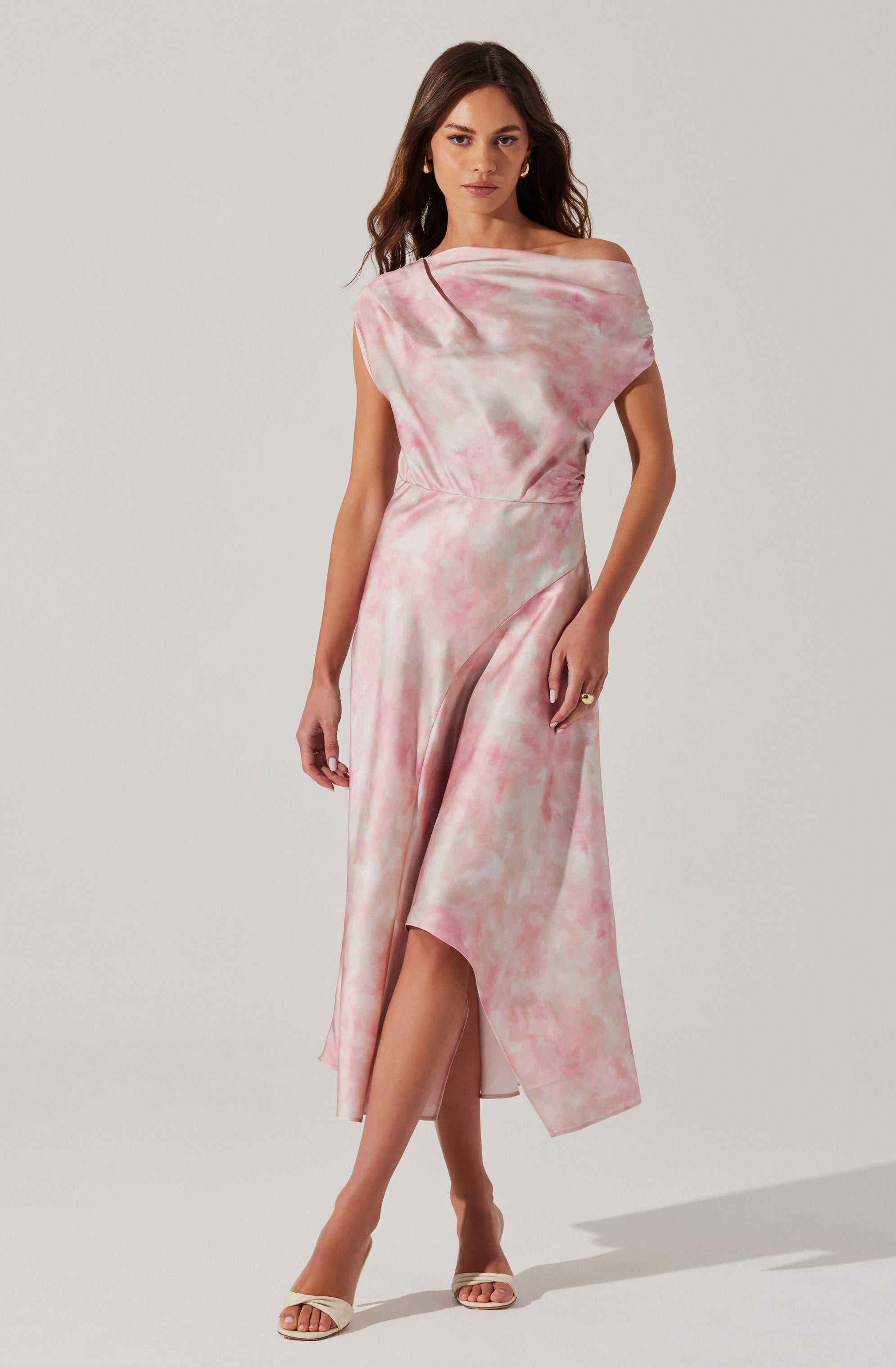 Stylish Mairyn Tie Dye Satin Dress for Women - Flowy Summer Party & Beach Wedding Guest Outfit