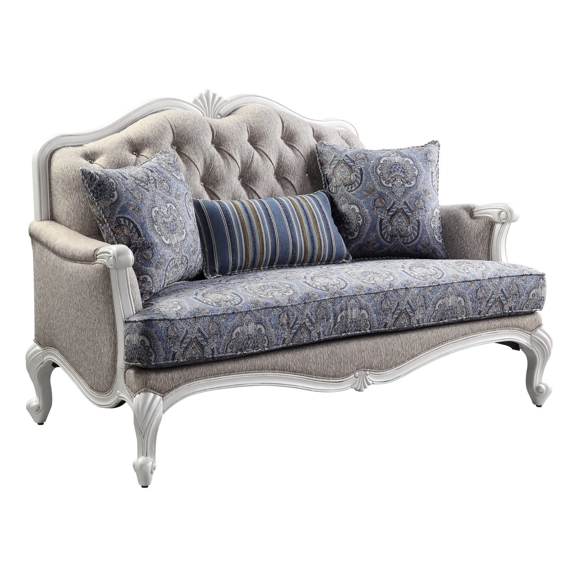 Modern Gray Loveseat with Arch Top & Resin Queen Legs - Contemporary Solid Fabric & Wood Sofa for Living Room, Lounge, or Bedroom Decor
