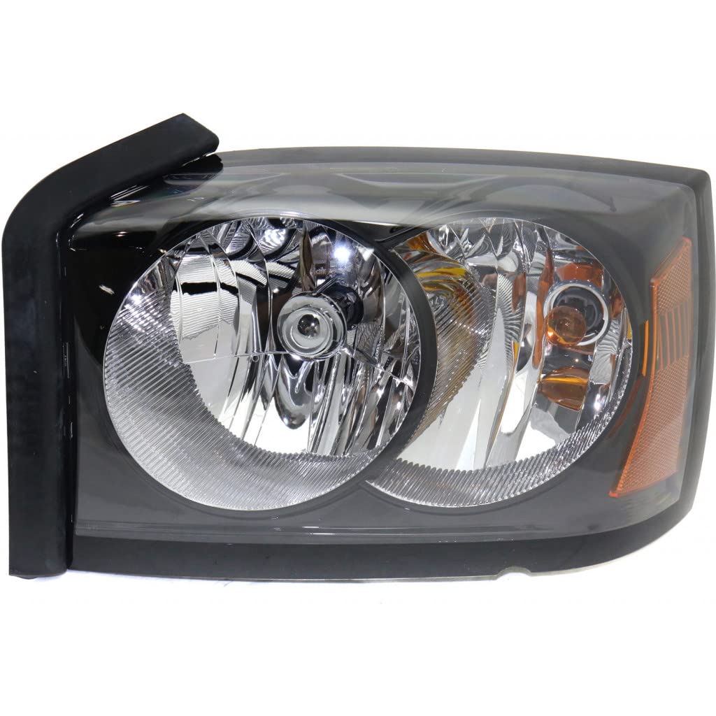 2006-2007 Dodge Dakota Driver Side Headlight Assembly - Black Housing with Bulbs | CAPA Certified (CH2518116) | Perfect for Night Driving & Off-Road Adventures