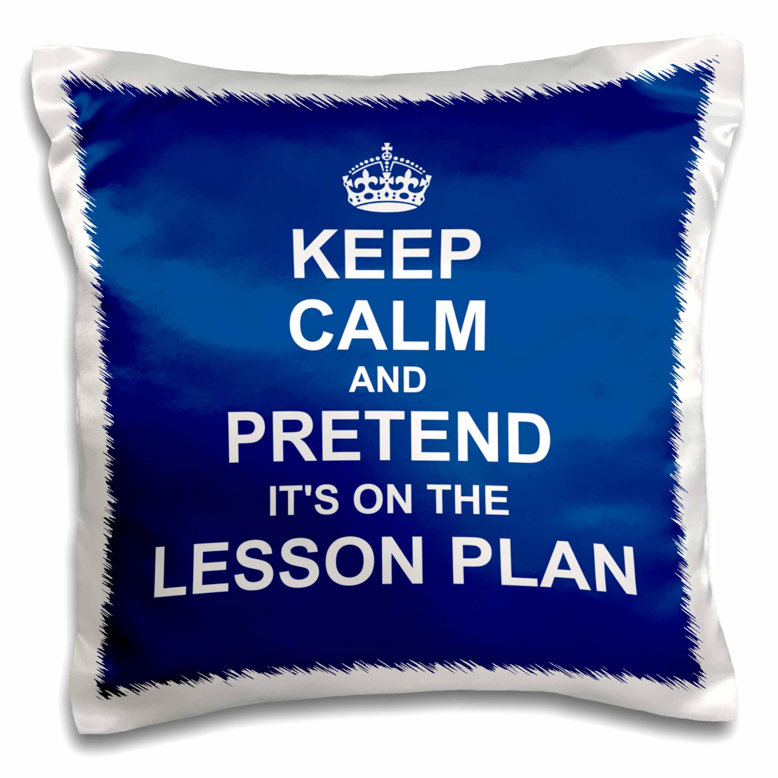 3dRose Navy Blue Keep Calm and Pretend It's on The Lesson Plan Teacher Gift Pillow Cover - 16 Inch Classroom Decor, Teacher Appreciation Gift, School Themed Home Decor for Teachers Lounge, Office or Classroom