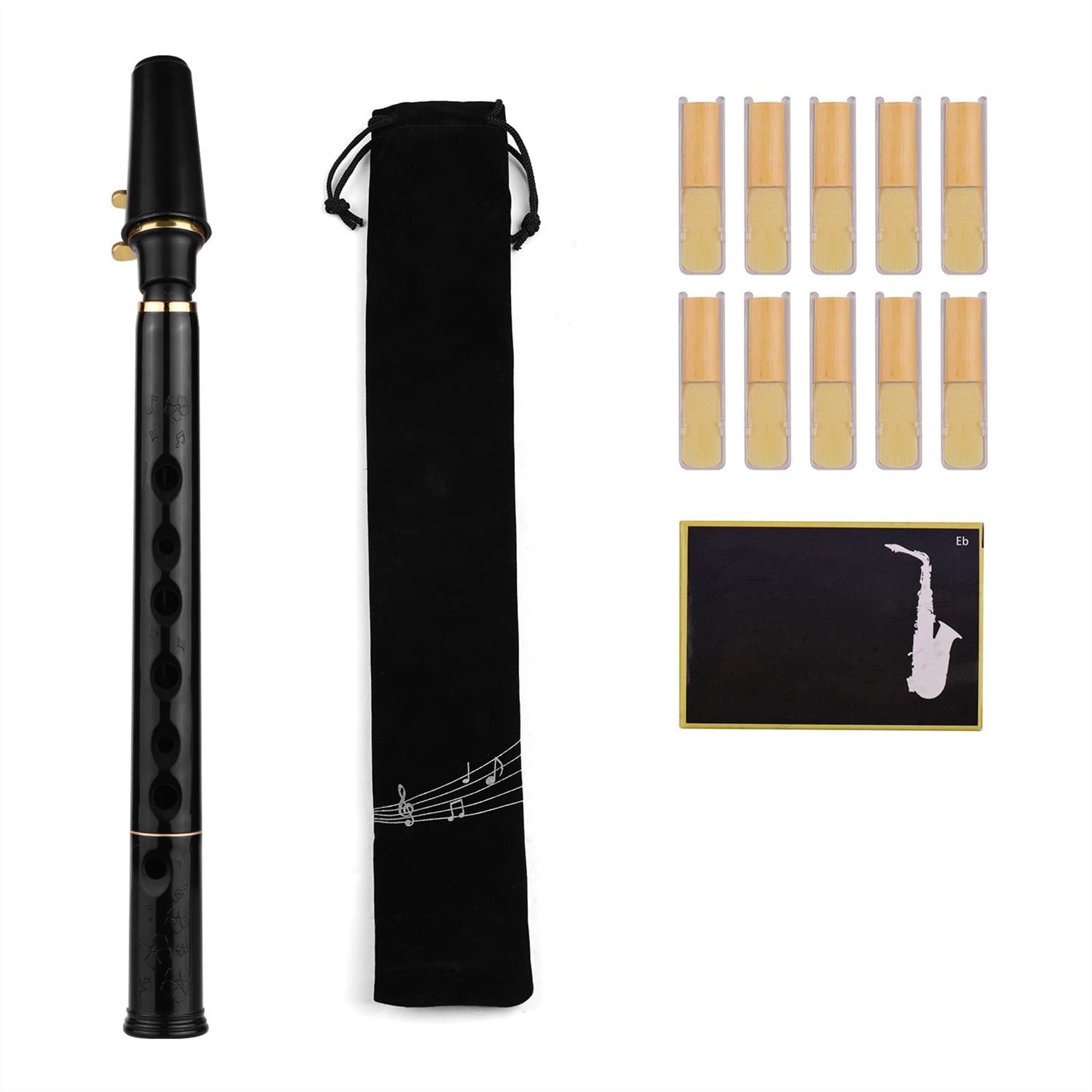 KESHUO Mini C Key Pocket Saxophone - ABS Material with 10 Reeds, Mouthpiece & Carrying Bag - Beginner Wind Instrument for Kids & Adults - Perfect for Travel, Practice & Live Performances