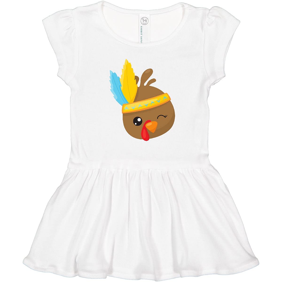Inktastic Thanksgiving Turkey Toddler Dress - Brown Turkey with Feathers Design for Girls & Boys | Perfect for Thanksgiving Parties, Family Gatherings & Holiday Photos