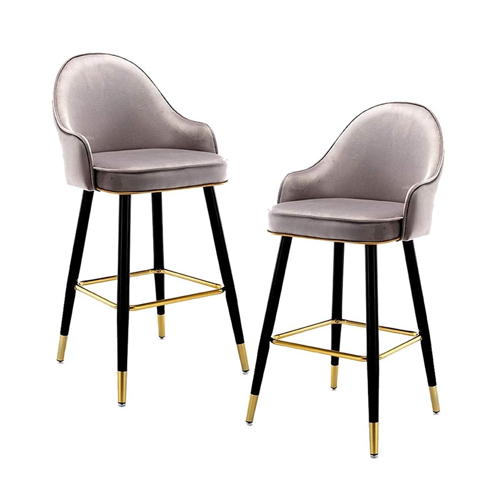 Set of 2 Modern Bar Stools - Light Luxury High Stool for Home, Kitchen & Bar - Adjustable Height 55cm - Dark Grey - Contemporary Design for Dining & Entertainment Areas