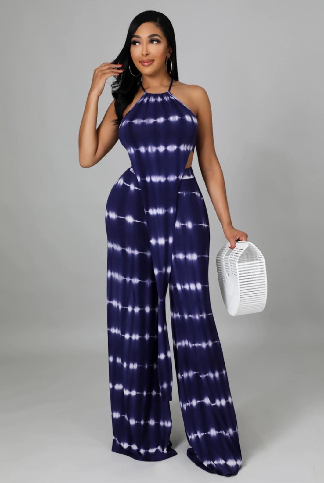 Yours Endlessly Women's Navy Blue Pant Set - Comfortable Lounge Pants & Top Outfit for Yoga, Travel & Relaxation at Home