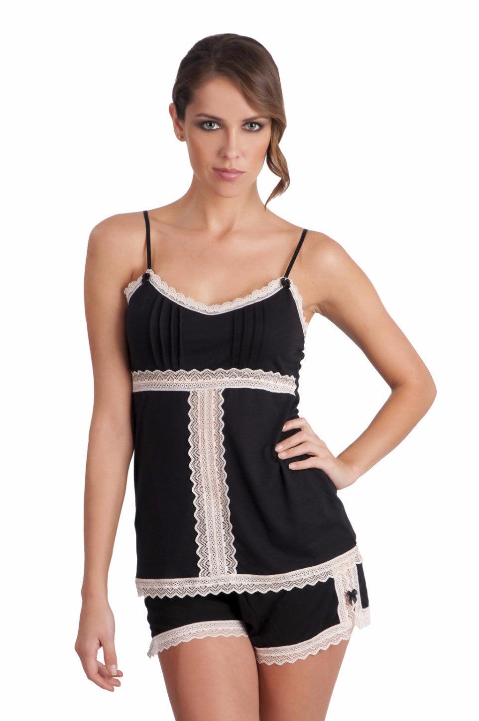 Sophie Basic Spaghetti Strap Camisole & Boxer Pajama Set - Women's Sleepwear for Summer, Lounge & Travel | Soft Cotton Comfort PJs