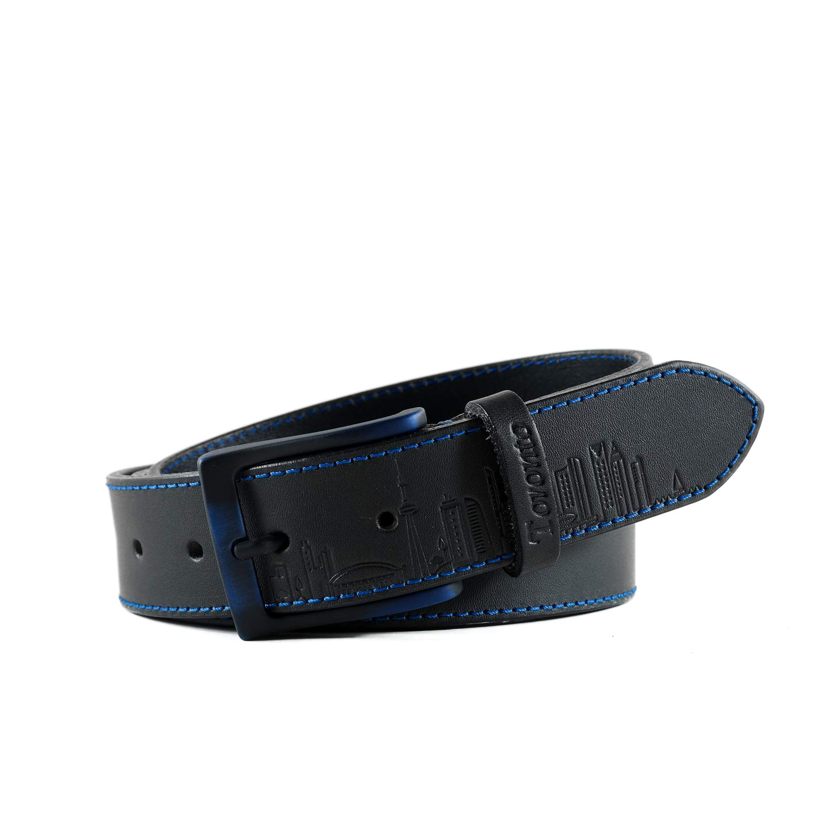 Premium Handmade Full Grain Leather Belt for Men - Black Casual Jeans Belt with Patriotic Design | Durable & Stylish Accessory for Everyday Wear, Office & Outdoor Activities (beSkyline x HoffeBelts)