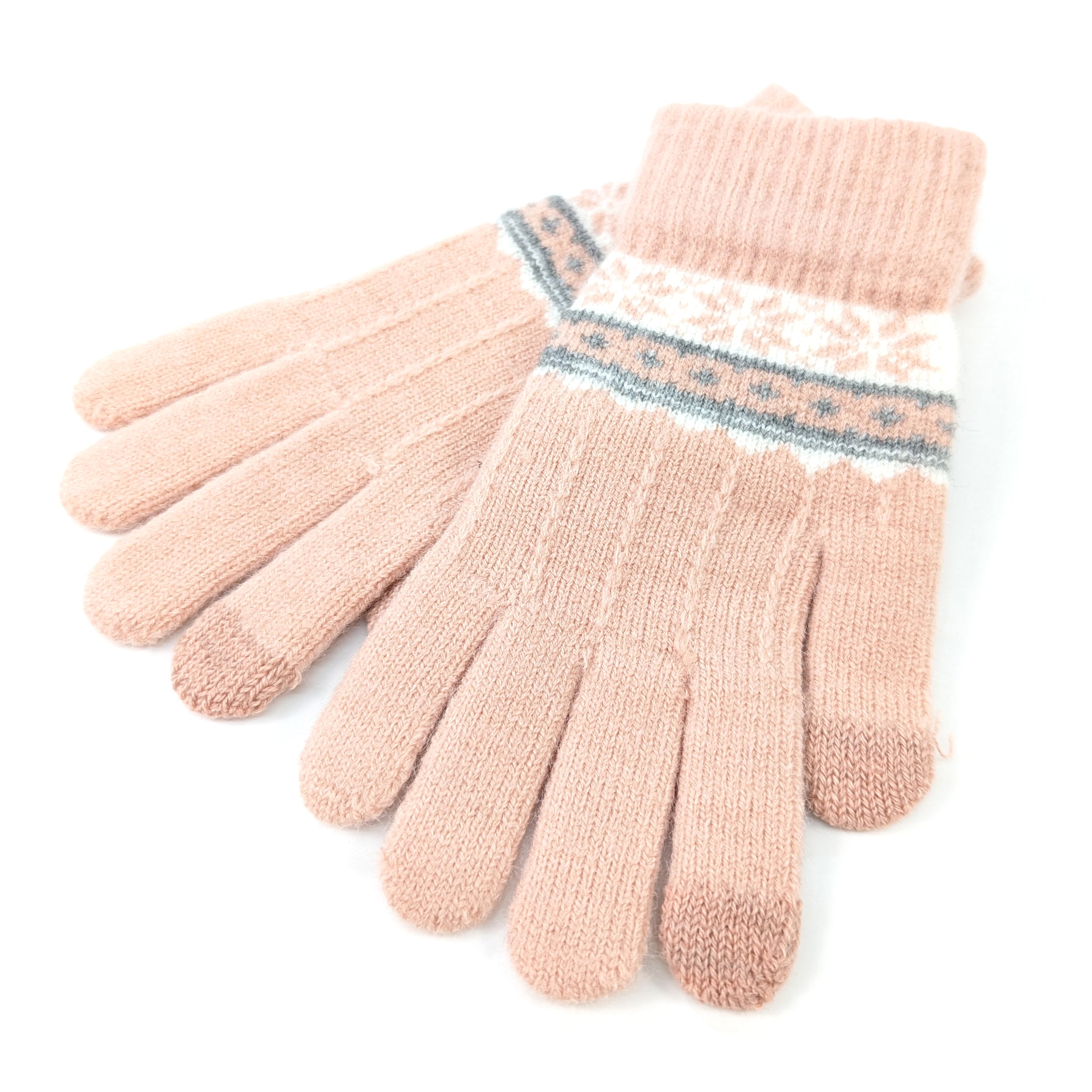 Nordic Style Winter Gloves for Women - Soft Warm Pink Knitted Gloves - Perfect for Cold Weather, Outdoor Activities, and Fashion Accessories