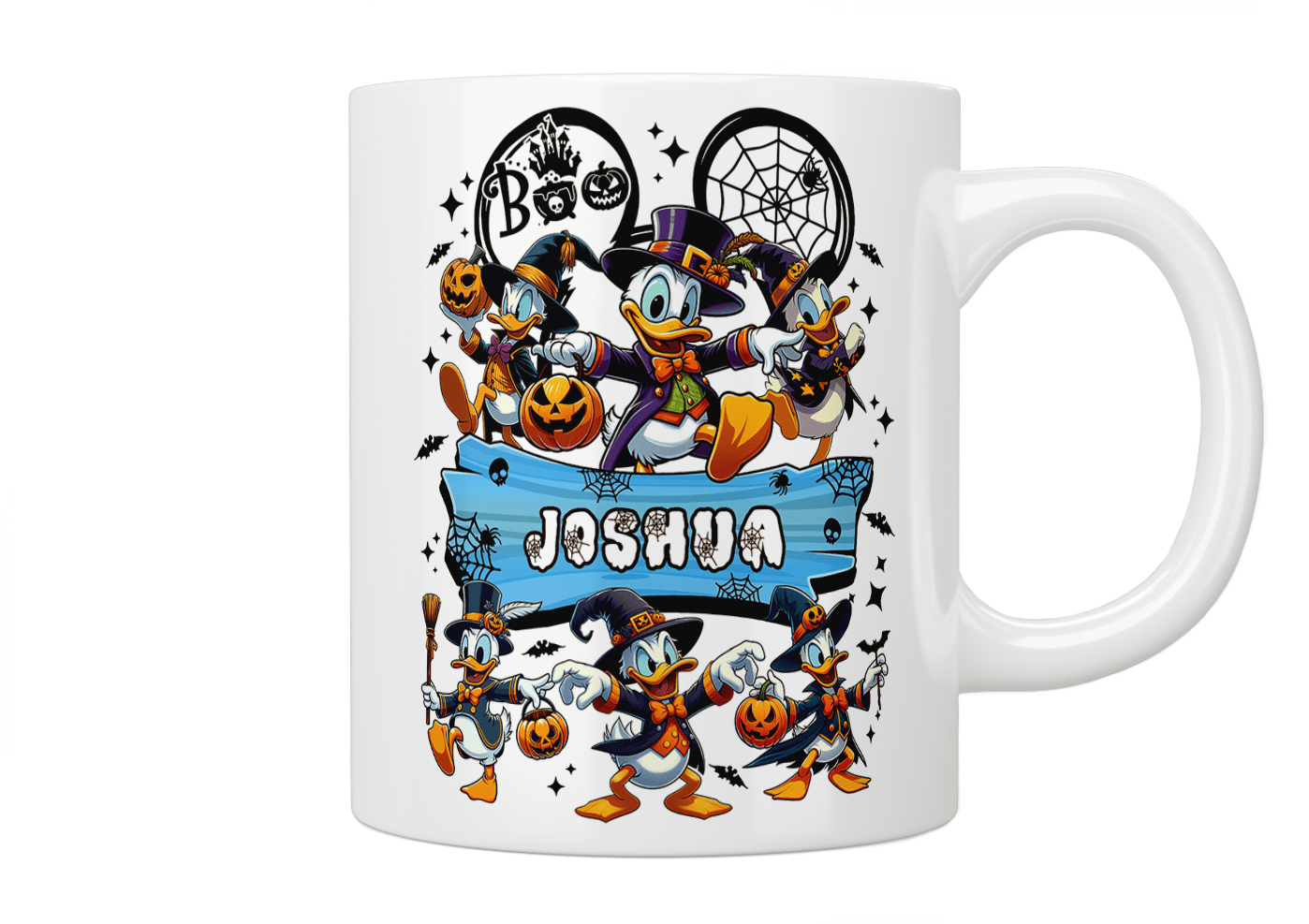 Personalized Donald Duck Halloween Coffee Mug - Cute Disney Themed Ceramic Cup for Coffee, Tea, Hot Chocolate - Perfect Gift for Disney Fans & Halloween Party Favors