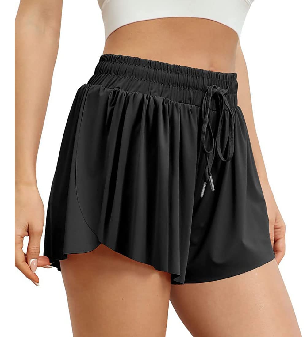 2-in-1 Women's High Waist Athletic Running Shorts with Drawstring - Flowy Gym, Yoga, Tennis & Workout Biker Shorts - Perfect for Running, Training & Casual Wear