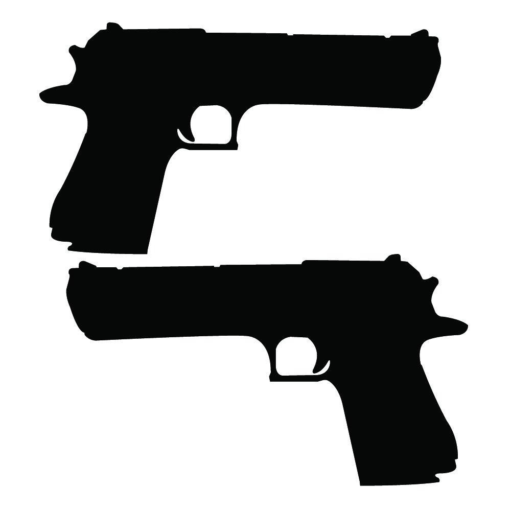 Gloss Black Desert Eagle Pistol Decal - Mirrored Pair (8x4.6in) for Gun Enthusiasts