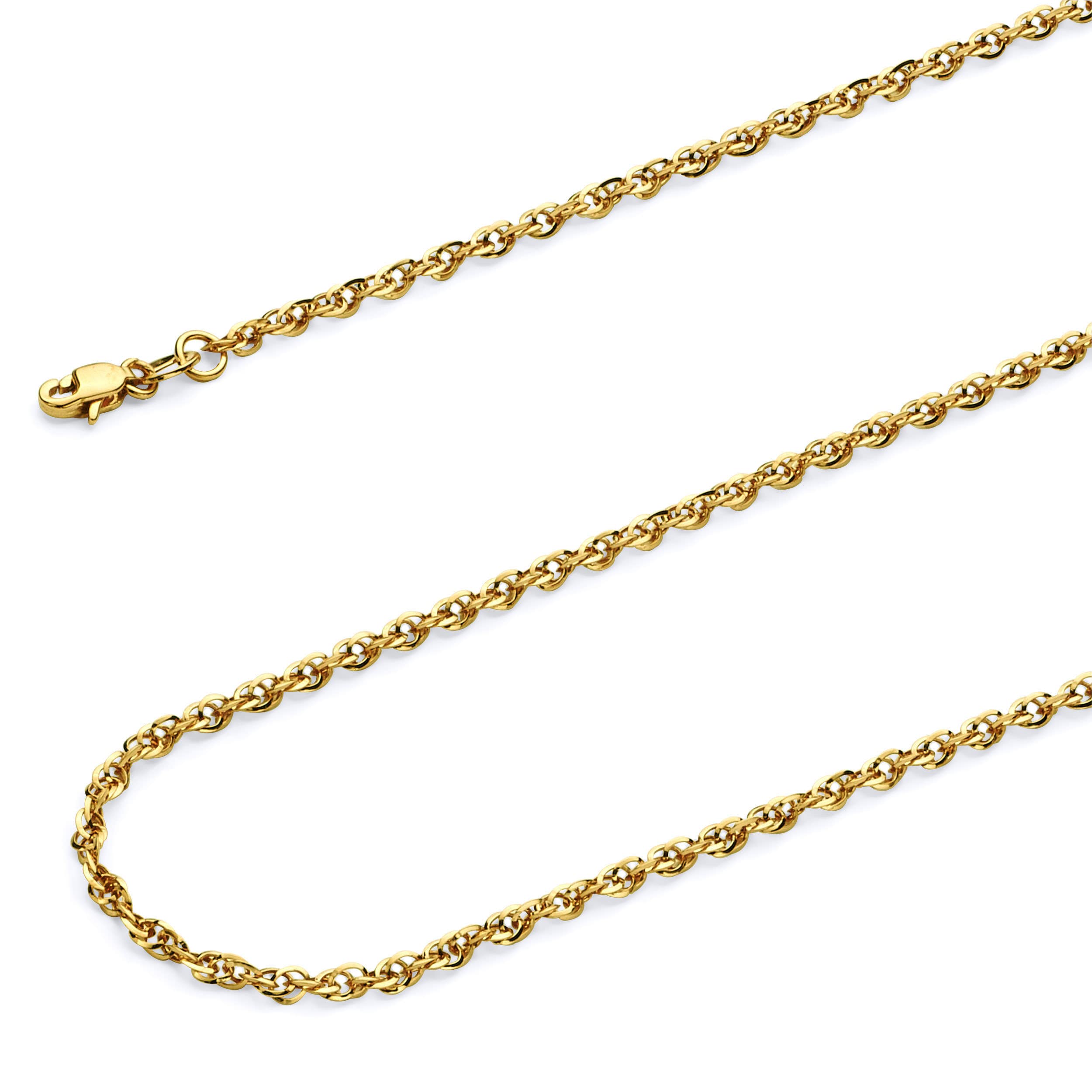 14K Yellow Gold 2mm Double Link Hollow Rope Chain Necklace for Women - Dainty Layering Jewelry, Perfect Gift for Birthday, Anniversary & Valentine's Day