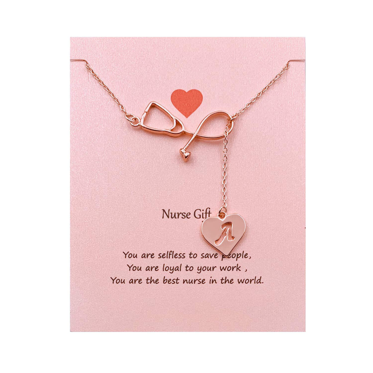 Gold Stethoscope Necklace for Women - Personalized Initial Letter Heart Pendant, Perfect Doctor Nurse Graduation Gift for Medical Professionals | Ideal for Clinical Work, White Coat Ceremonies & Daily Wear