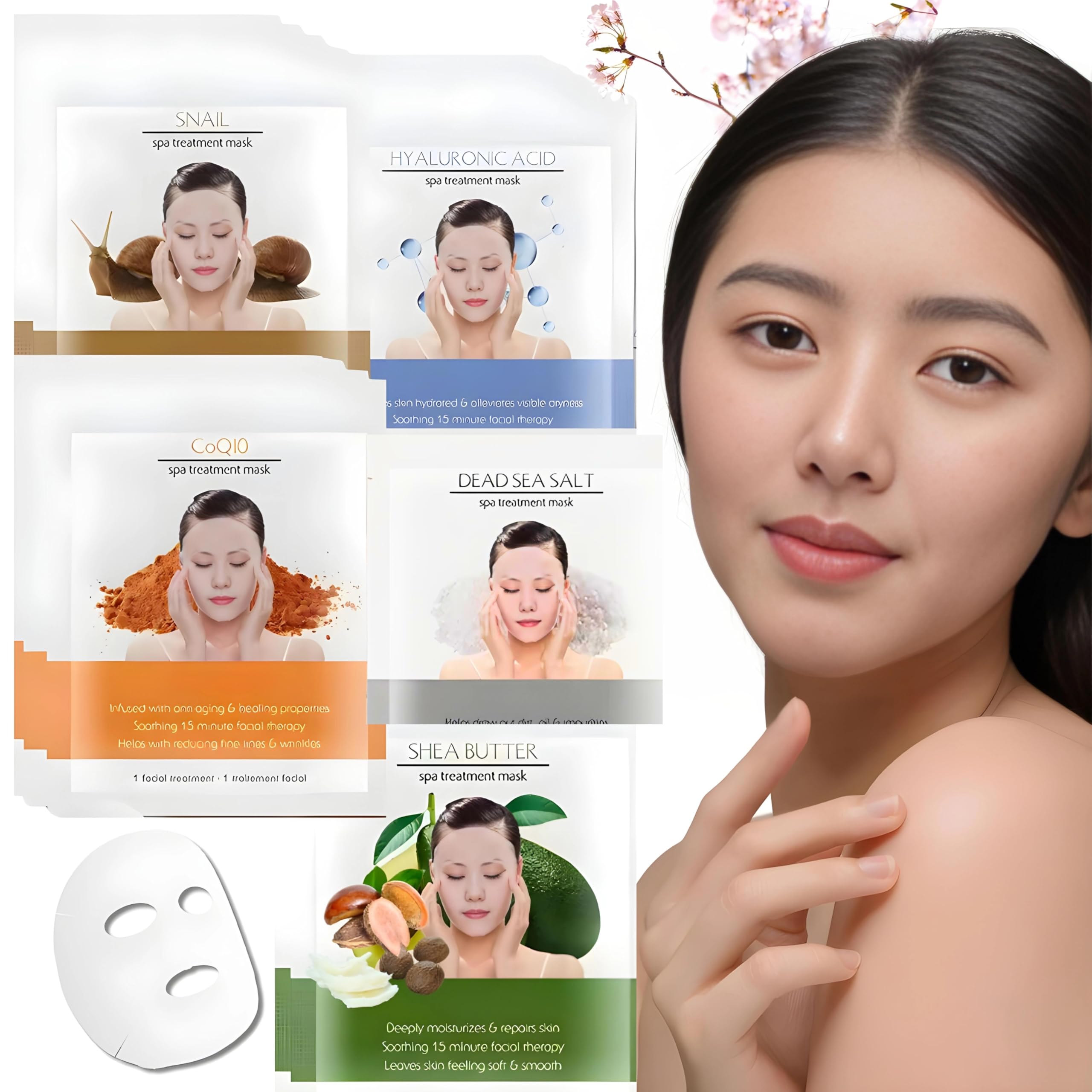 Collagen Facial Sheet Mask 10-Pack | Hydrating & Moisturizing Skincare Treatment | pH Balanced Cruelty-Free Face Mask for Women | Perfect for Home Spa, Self-Care Routine & Glowing Skin
