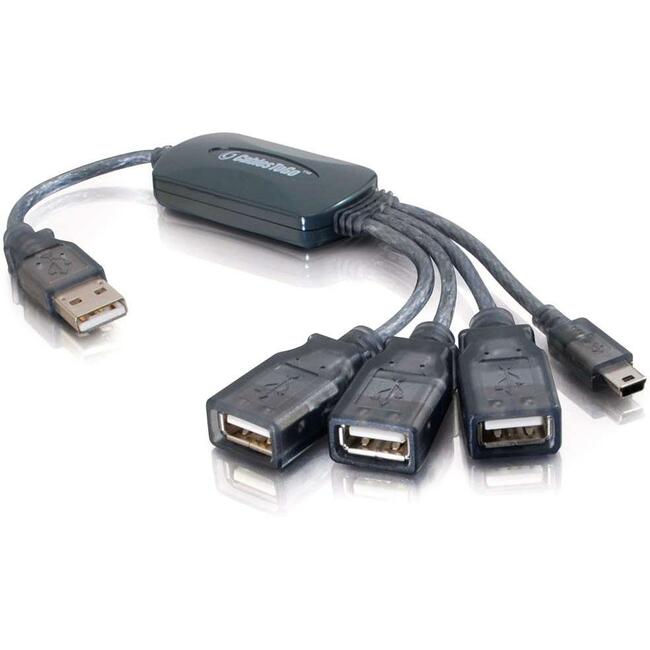 4-Port USB 2.0 Hub with 11-Inch Cable - High-Speed Data Transfer for Laptop, PC, MacBook, and Mobile Devices - Perfect for Home, Office, and Travel Use