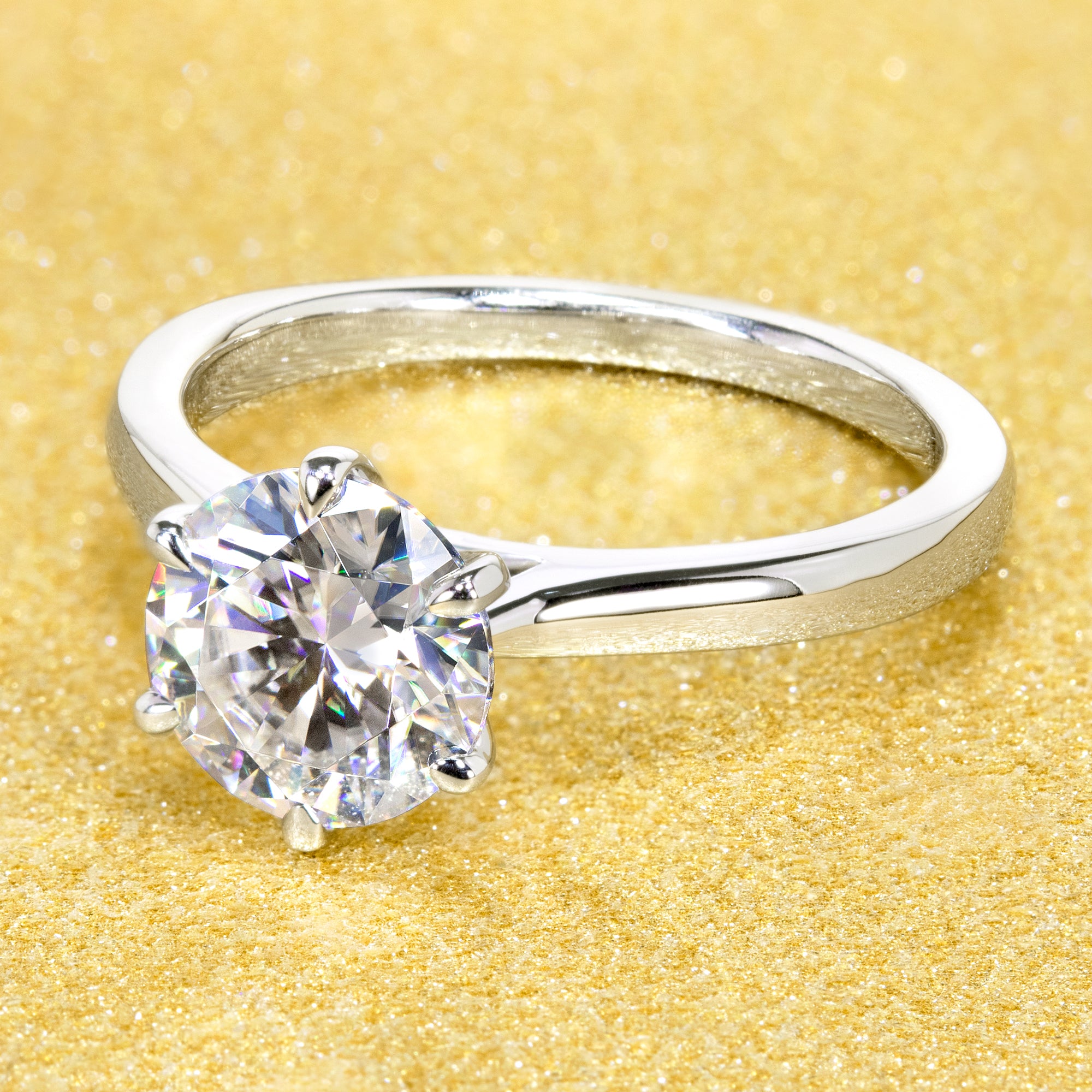 2ct Round Brilliant Cut Moissanite Solitaire Engagement Ring - Classic Cathedral Setting for Wedding & Proposal (Eva Collection) | Perfect for Bridal Jewelry, Anniversary Gifts & Special Occasions