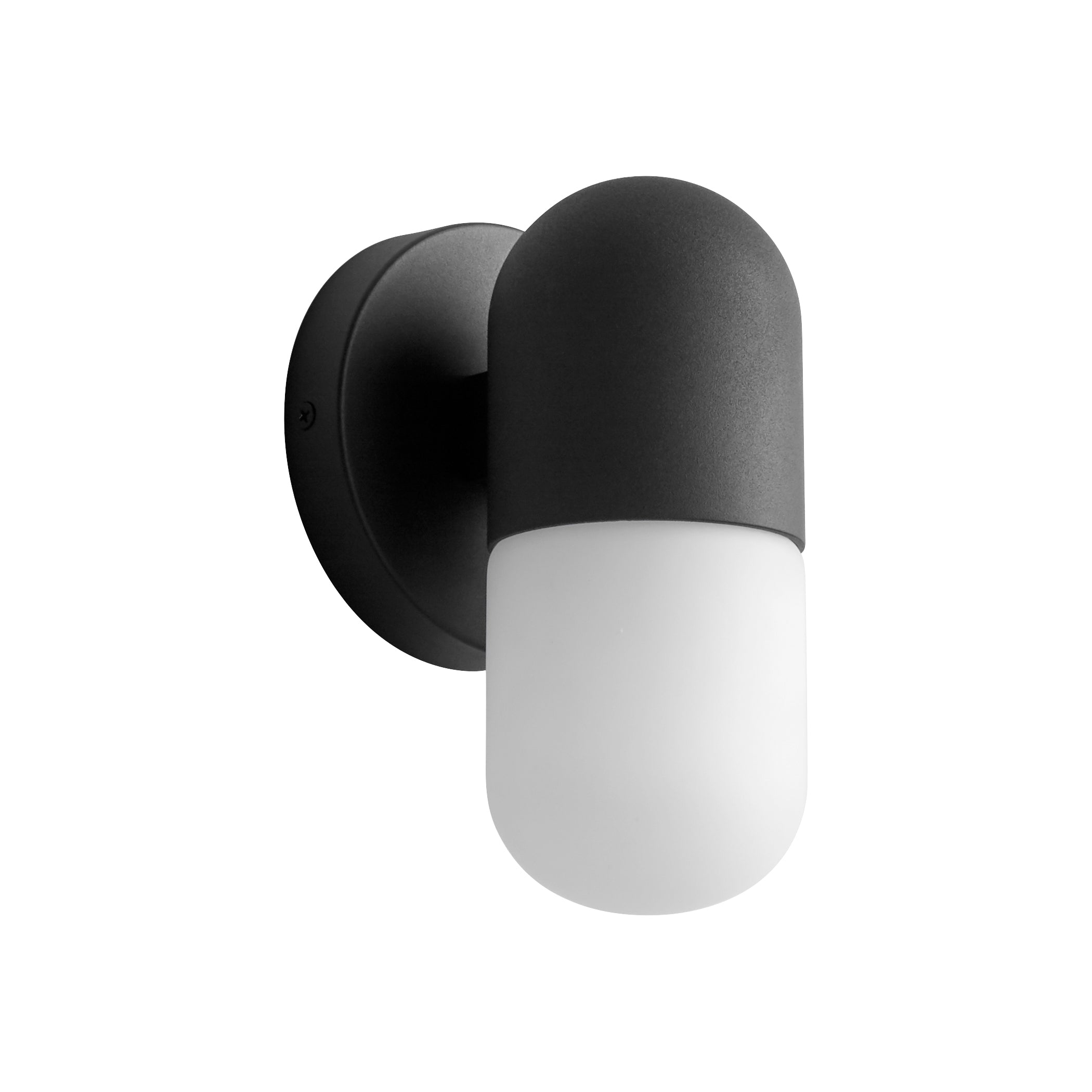 Modern Black Outdoor Wall Sconce Lantern Light - 8 Inch Small White Glass Lens for Porch, Patio & Garden Lighting | Oxygen Corpus 3 757 15