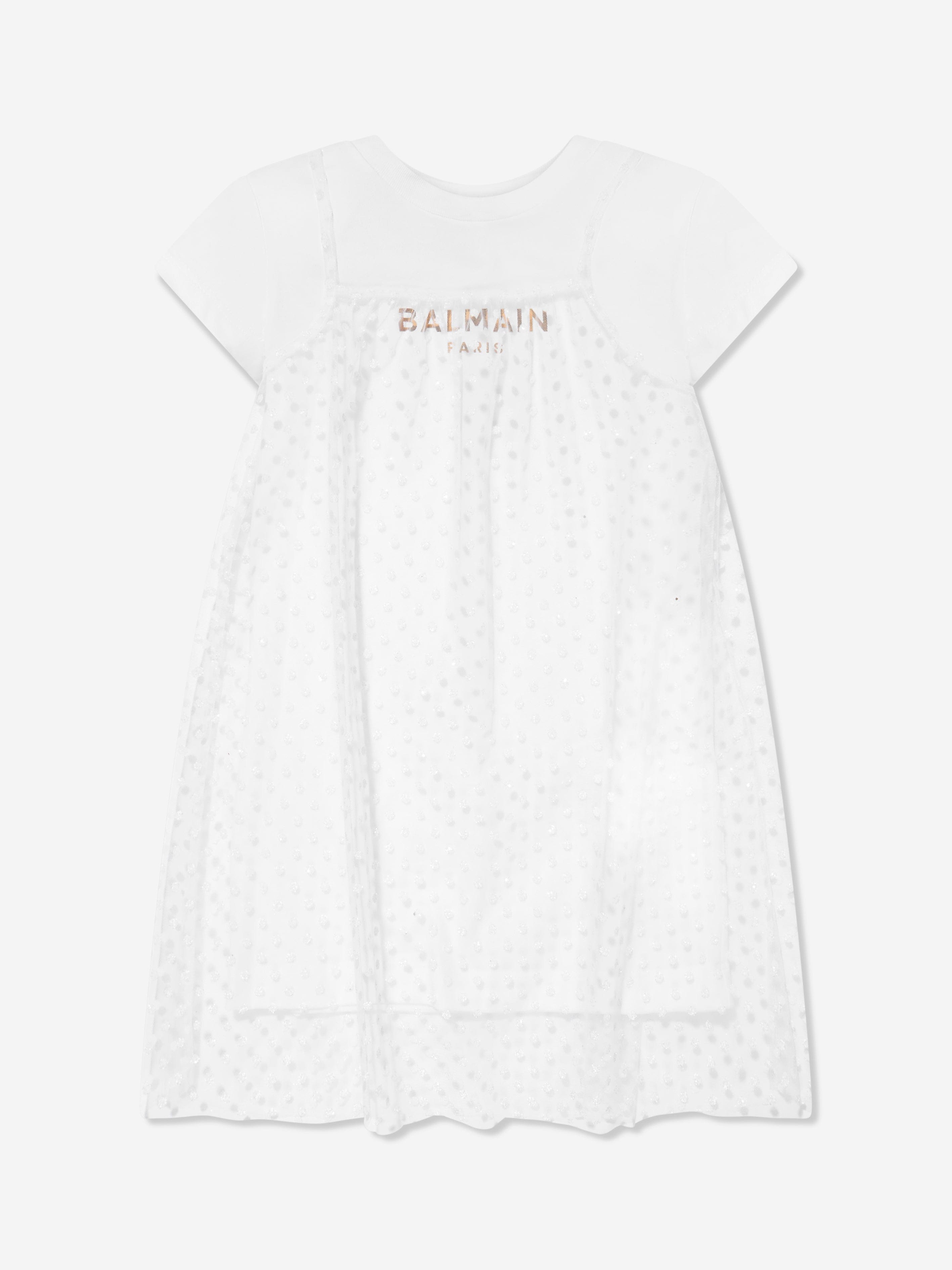 Balmain Girls 2-in-1 White Dress for Kids | Stylish and Comfortable Outfit for Parties, School & Special Occasions