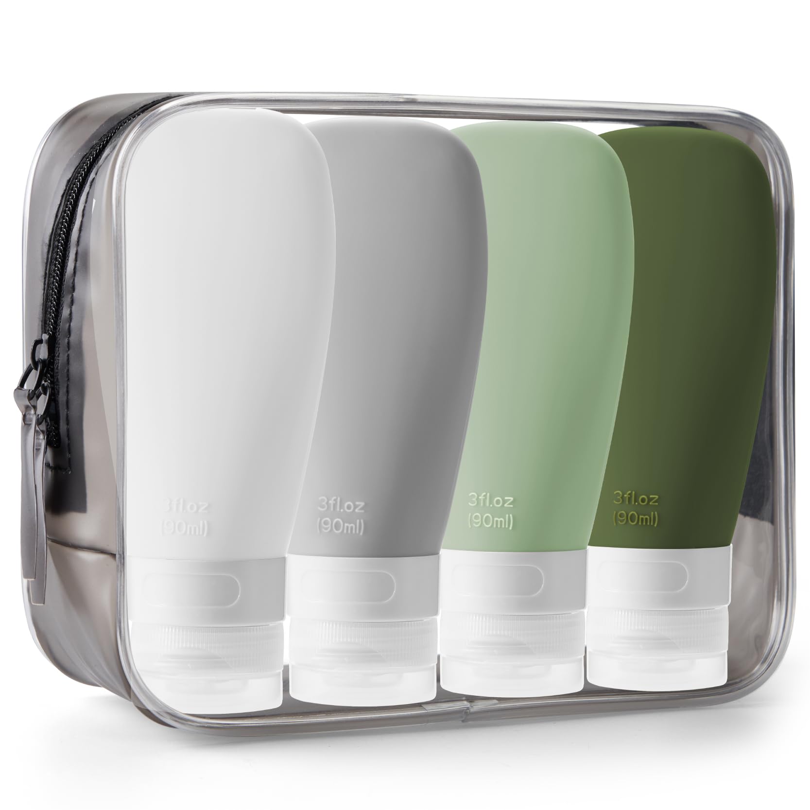 INSFIT TSA Approved Leak Proof Travel Bottles - 4 Pack BPA Free Refillable Toiletry Containers for Shampoo, Body Wash & Liquids | Portable Travel Accessories for Vacation, Gym & Airplane Carry-On